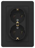 1210383 Розетка 2-м СП BLANCA 16А 250В без шторок с заземл. антрацит SchE BLNRS001026