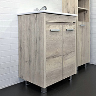 Тумба-умывальник Comforty Марио-60 дуб дымчатый с раковиной Quadro 60 610*870*470