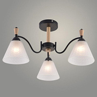 Люстра XA1627B/3 BK+WOOD черный+дерево 3х60W E27 d600 h295, HN25