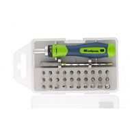 13370 Отвертка Сибртех реверсивная для точных работ с набором бит и торцевых головок, 32 пр., CrV