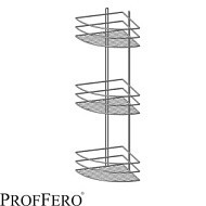 П0002019 Полка для ванной ProfFero, черный, 3 яруса, угловая 200*660*200мм П0002019