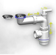 Сифон мини Marrbaxx телескопический с нержавеющим выпуском 63 мм и отводом 1 1/2х40