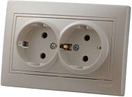 248419 Розетка 2-м СП Мира с/з керам. жемчуж. белый перламутр 701-3030-127 ,