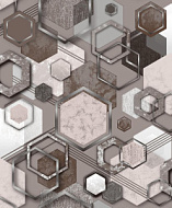 В268-02  Обои бумажные Гексагон 0,53*10
