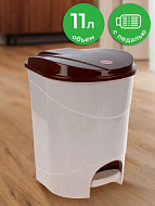 Ведро (контейнер) для мусора Step/квадра 15л с крышкой и педалью (28*33*41см) кофейный