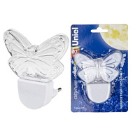 Ночник Uniel Бабочка DTL-315 0.1W, 220V, пластик, белый, BL