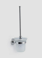 Ёрш для унитаза настенный с крышкой Accoona, 11.5×13.5×37.5 см, стекло, хром