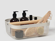 10582984 Корзинка универсальная LaDom «Половинки», прямоугольная, с ручкой, 32.5×24.5×11.5 см, белая